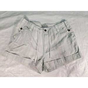 The Earth Collection Shorts Women's Medium M Ramie Cotton Blue Stripe White‎ Y2k